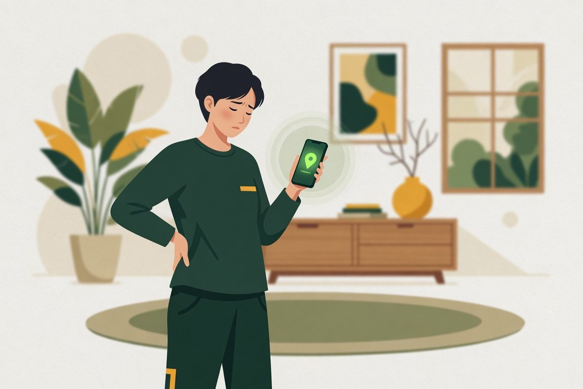 休日に体調を崩し受診先を確認する人のイラスト（イメージ）